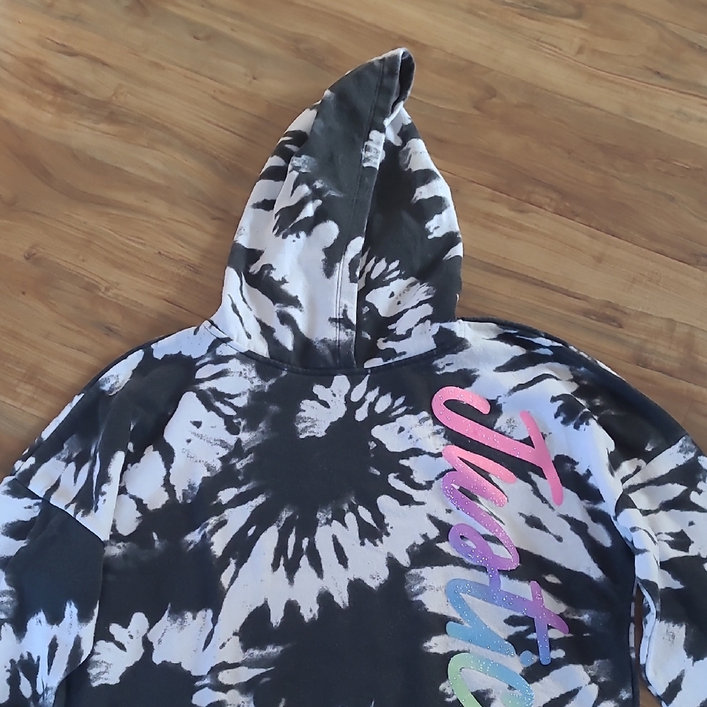 Justice Black and White Tie-Dye Hoodie